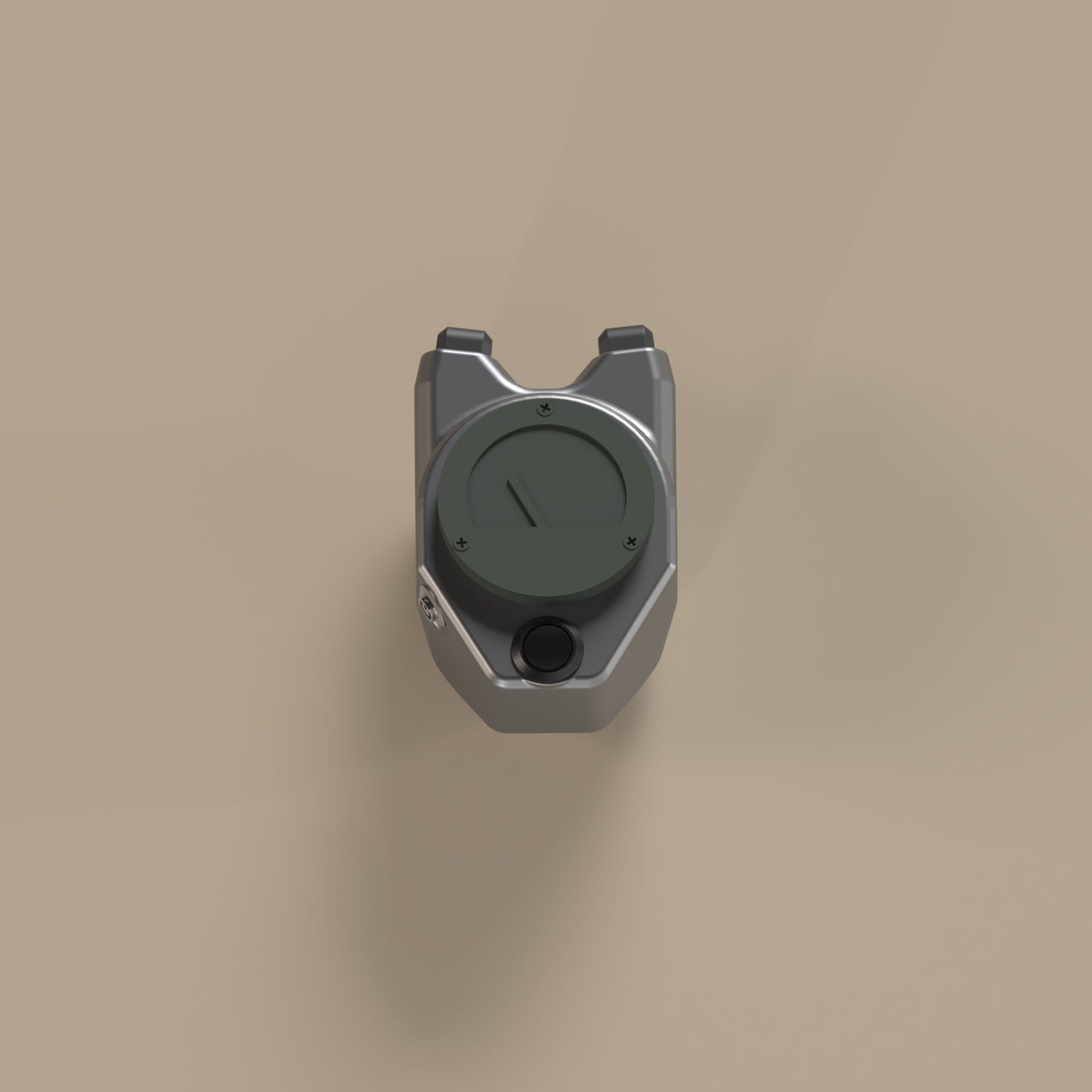 Metallic object on a beige background